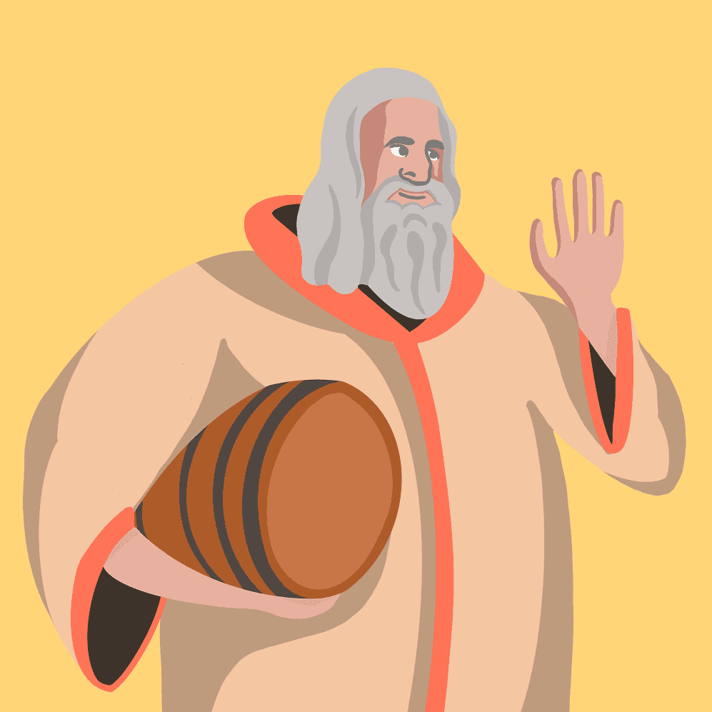 Un vieil homme et son tonneau