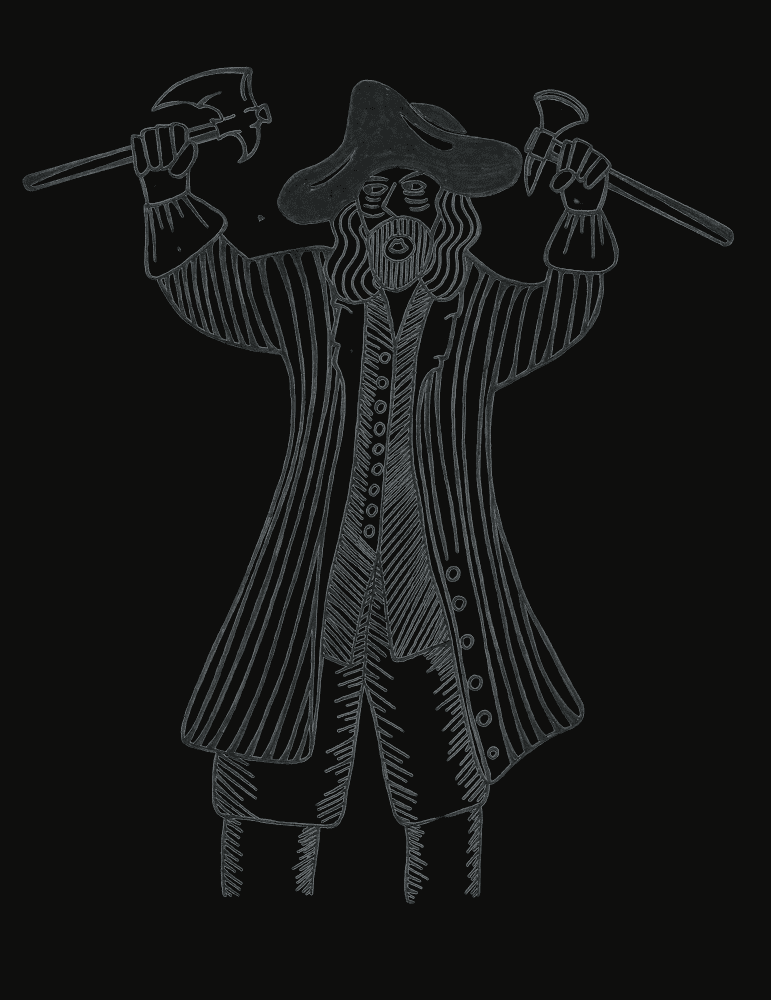 Pirate avec deux haches d’abordage